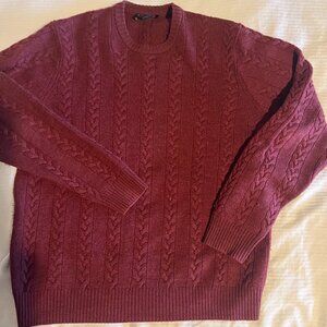 Brooks Brothers Saxon 100% Wool Burgundy sweater Size Medium.